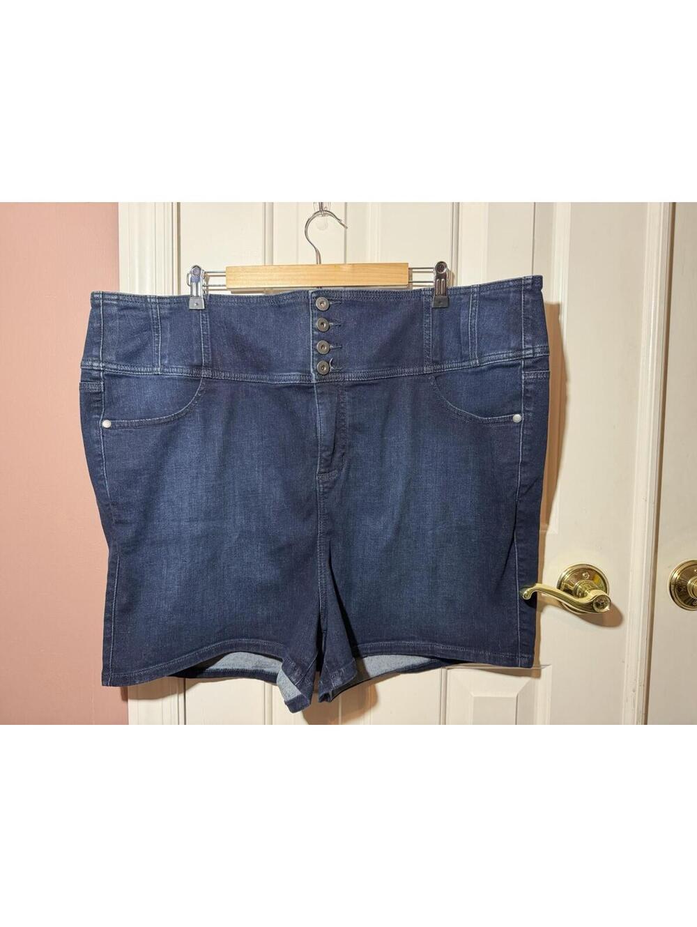 Torrid Button Fly High Rise Denim Shorts Womens Size 24 Dark Jean Shorts New